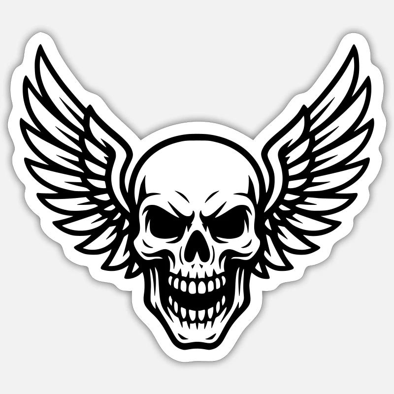 Skull with wings - Sticker size S (10 x 10 cm) - white matte