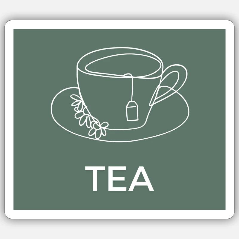 Tea Cup Line Drawing - Sticker size S (10 x 10 cm) - white matte