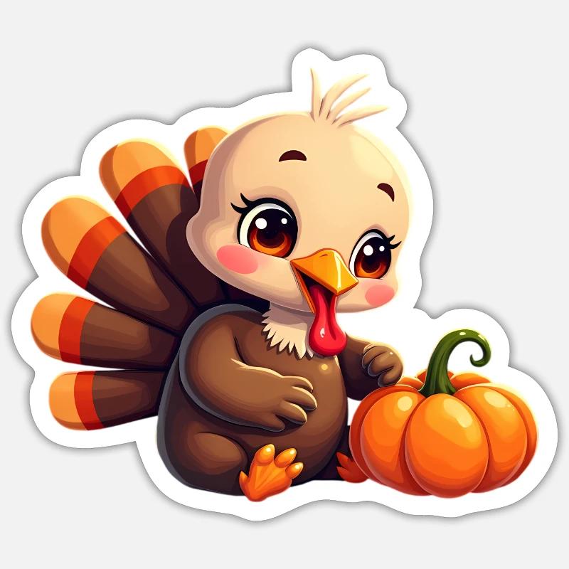 Bébé dinde de Thanksgiving Sticker taille S (10 x 10 cm)