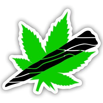 Néon Feuille De Cannabis Graphique - Sticker taille S (10 x 10 cm) - blanc mat - Devant