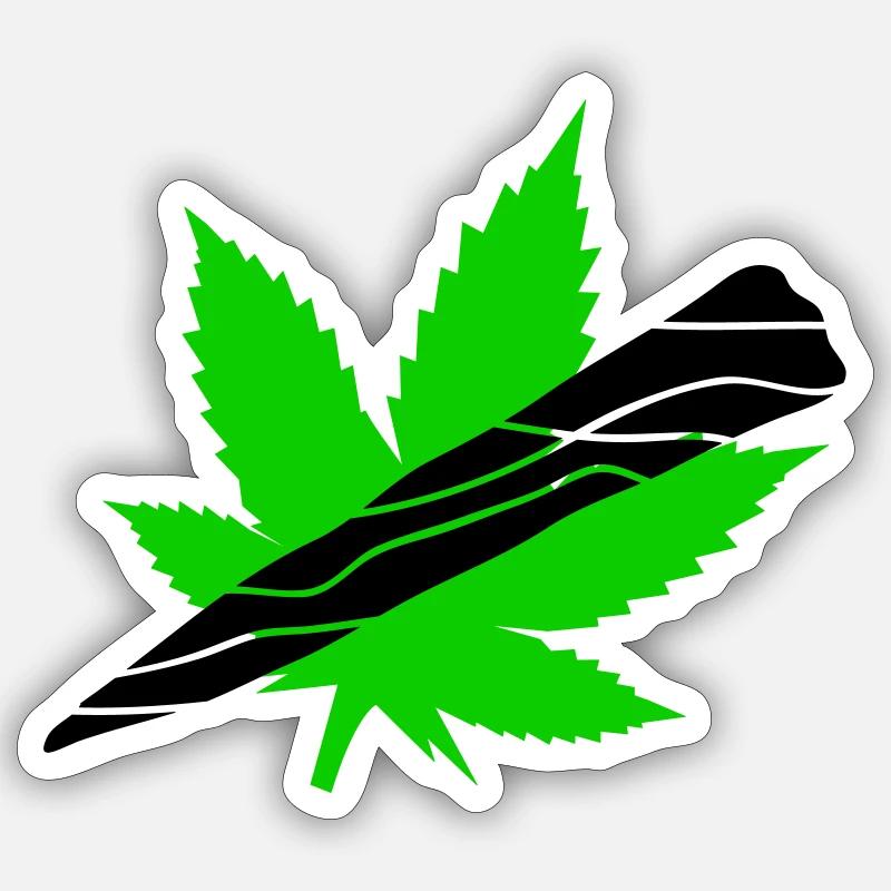 Néon Feuille De Cannabis Graphique Sticker taille S (10 x 10 cm)