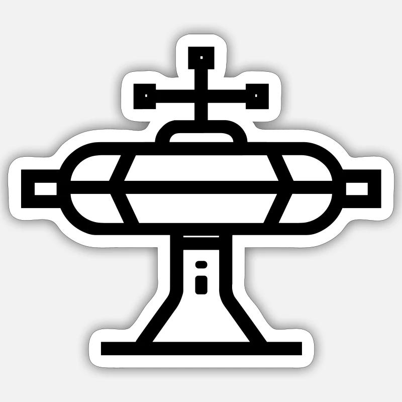 station spatiale - Sticker taille S (10 x 10 cm) - blanc mat