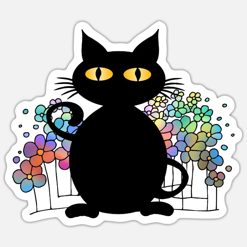 Katze - Sticker Größe S (10 x 10 cm) - Mattweiß