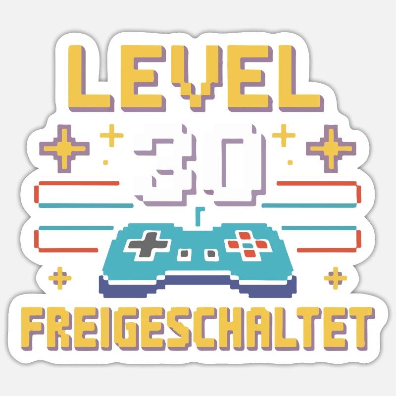 Level 30 Freigeschaltet - Sticker Größe S (10 x 10 cm) - Mattweiß