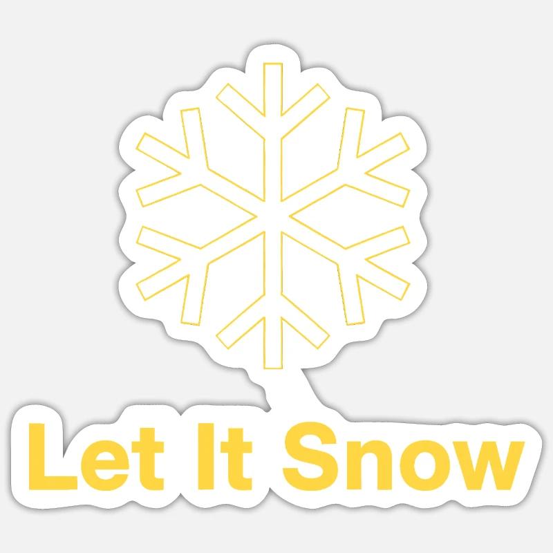 Goldene Schneeflocke - Let It Snow - Sticker Größe S (10 x 10 cm) - Mattweiß