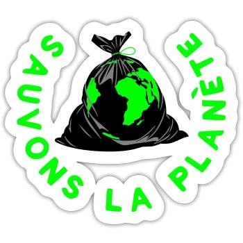 Rette den Planeten - Sticker Größe S (10 x 10 cm) - Mattweiß - Vorne