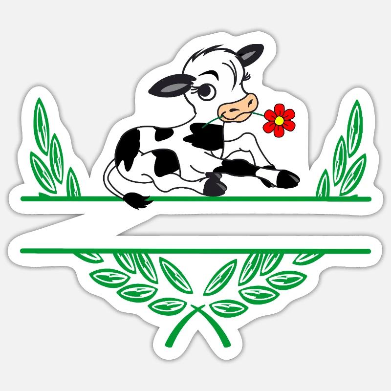 Calf Laurel Wreath with Namespace - Sticker size S (10 x 10 cm) - white matte