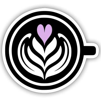 Coffee Love: Latte Art Heart Vector - Sticker size S (10 x 10 cm) - white matte - Front