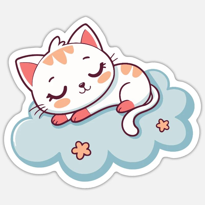 Sleeping Kitten on Soft Cloud Sticker size S (10 x 10 cm)