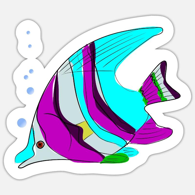Fisch Farbig Sticker Größe S (10 x 10 cm)