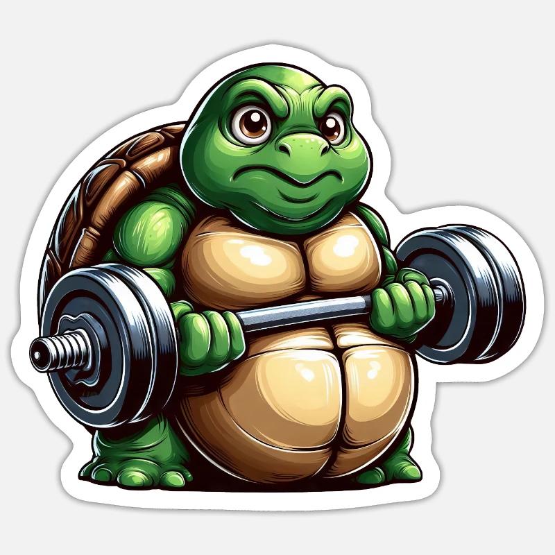 Grim Turtle Dumbbell Training Workout Sticker size S (10 x 10 cm)