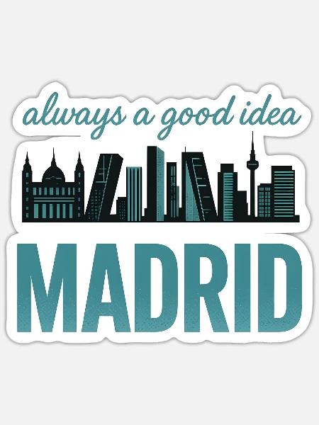 Madrid Skyline – Always a Good Idea Design - Sticker Größe S (10 x 10 cm) - Mattweiß