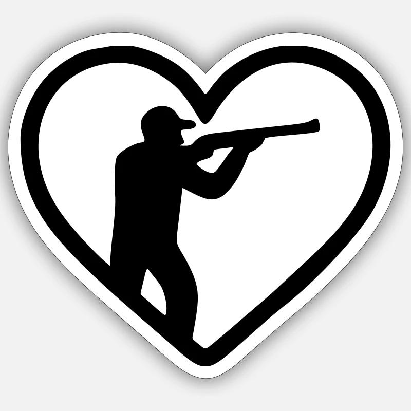 Jagdherz – Jäger-Silhouette - Sticker Größe S (10 x 10 cm) - Mattweiß
