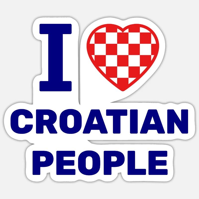 J’adore les Croates - Sticker taille S (10 x 10 cm) - blanc mat