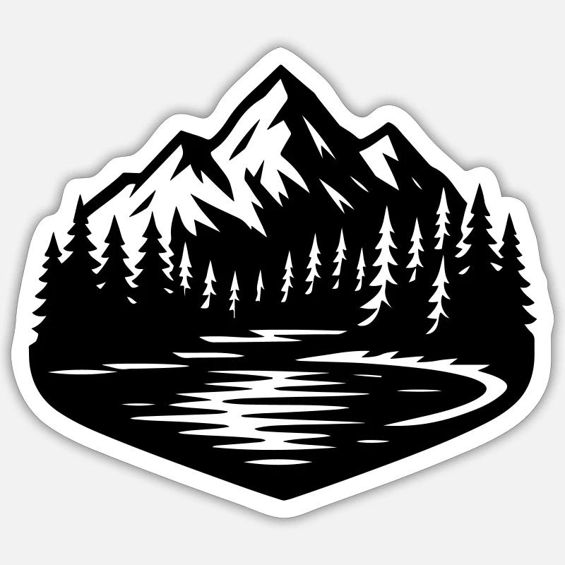 Mountains Landscape Forest - Sticker size S (10 x 10 cm) - white matte