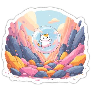 Cat ball in the colored canyon - Sticker size S (10 x 10 cm) - white matte - Front