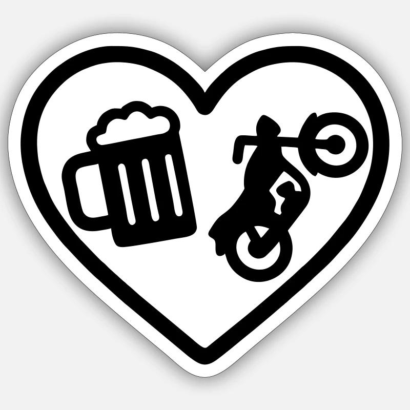 Cuore Moto Birra Sticker size S (10 x 10 cm)