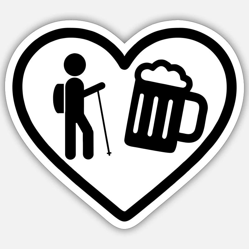 Bière de randonnée Heart - Sticker taille S (10 x 10 cm) - blanc mat