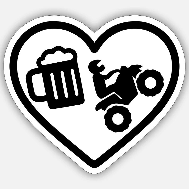 Bière Heart Quad - Sticker taille S (10 x 10 cm) - blanc mat
