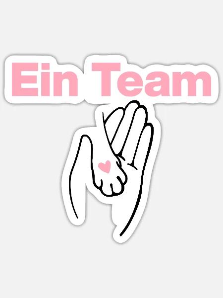 Ein Team, Mensch & Samtpfote, Katze, Katzenfans - Sticker Größe S (10 x 10 cm) - Mattweiß
