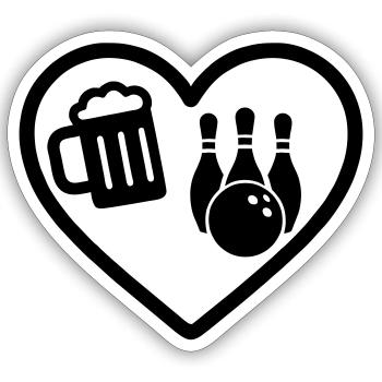 Heart Beer Bowling Humor - Sticker size S (10 x 10 cm) - white matte - Front