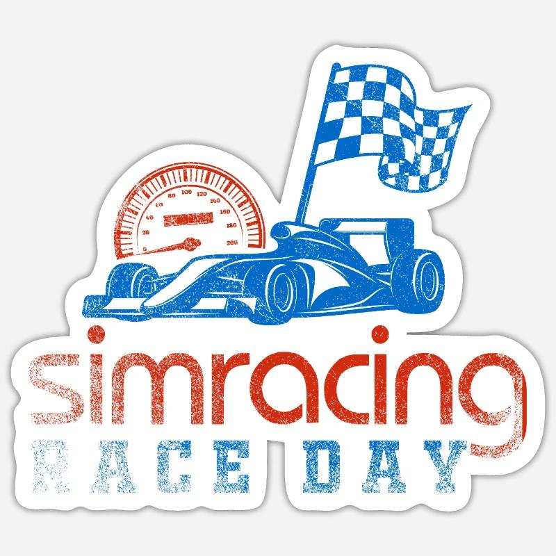 Journée de course de simulation - Sticker taille S (10 x 10 cm) - blanc mat