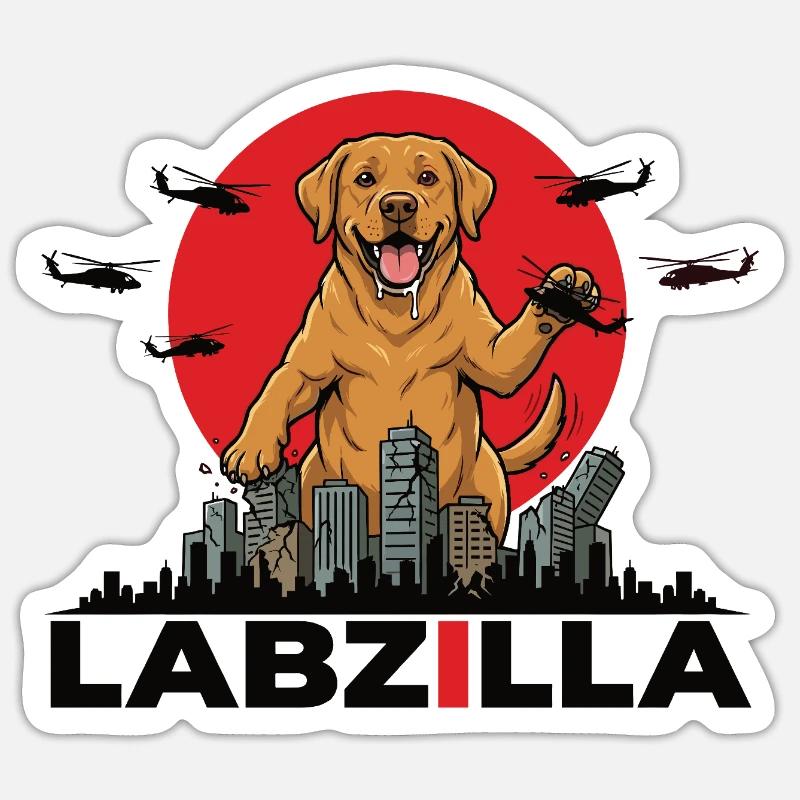 Labzilla – Le chien géant ultime - Sticker taille S (10 x 10 cm) - blanc mat