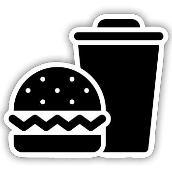 Fast Food, Burger, Imbisswagen - Sticker Größe S (10 x 10 cm) - Mattweiß - Vorne