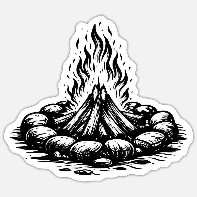 Campfire Icon Firewood - Sticker size S (10 x 10 cm) - white matte