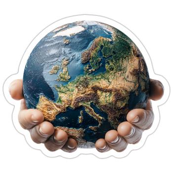 Earth in Hands: Global Responsibility - Sticker size S (10 x 10 cm) - white matte - Front