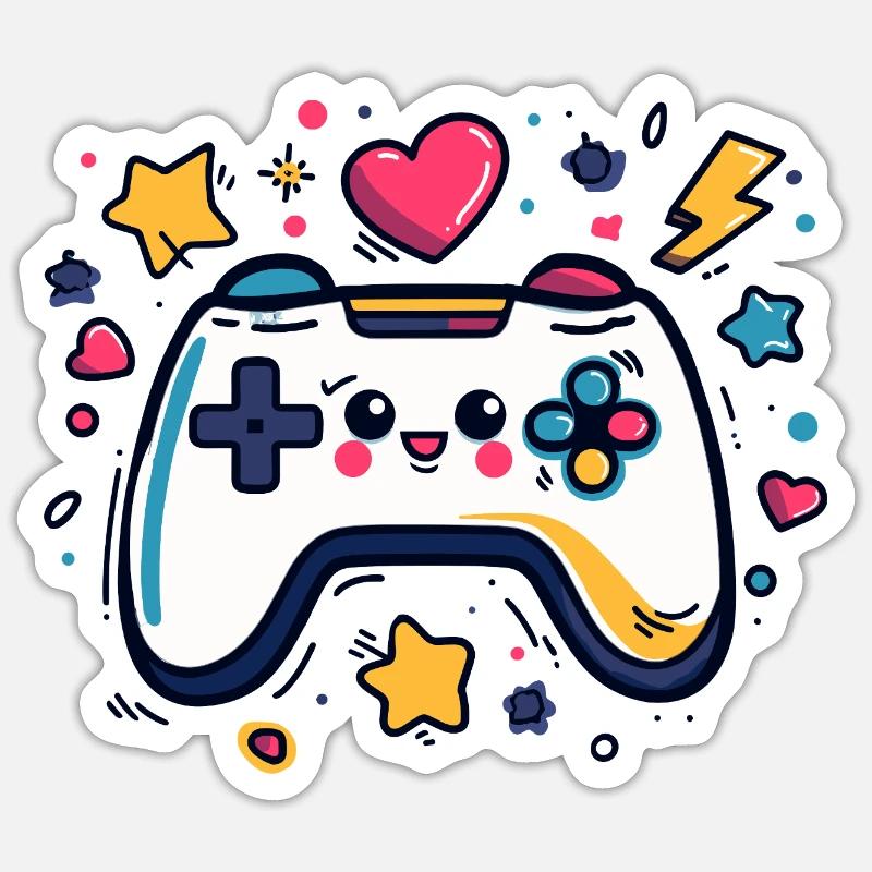 Kunterbunter Controller-Charme - Sticker Größe S (10 x 10 cm) - Mattweiß