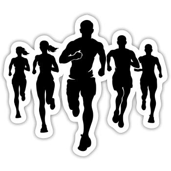 Marathon Runners Team Silhouette Marathon - Sticker size S (10 x 10 cm) - white matte - Front