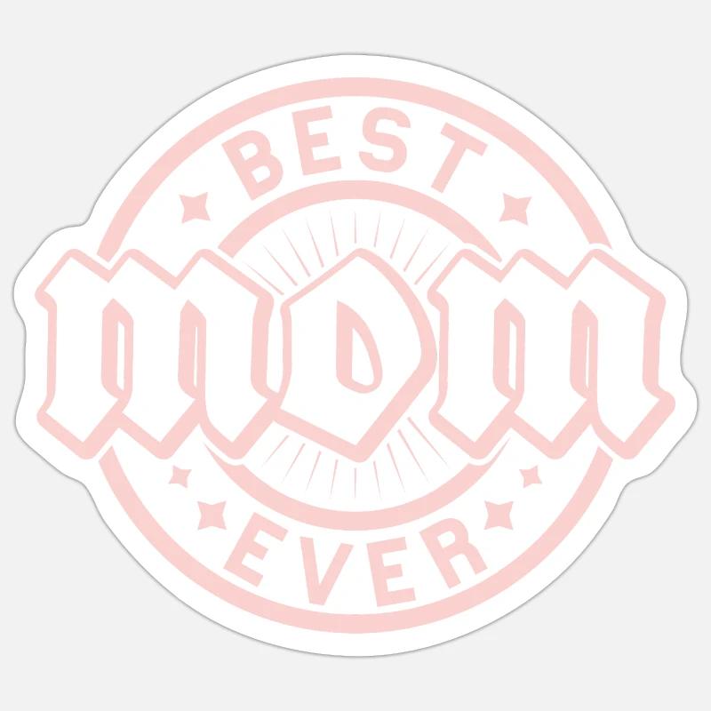 Badge Pink Love Best Ever - Sticker taille S (10 x 10 cm) - blanc mat