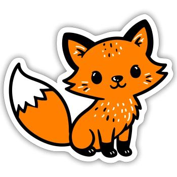 Fuchs Niedlich Comic - Sticker Größe S (10 x 10 cm) - Mattweiß - Vorne