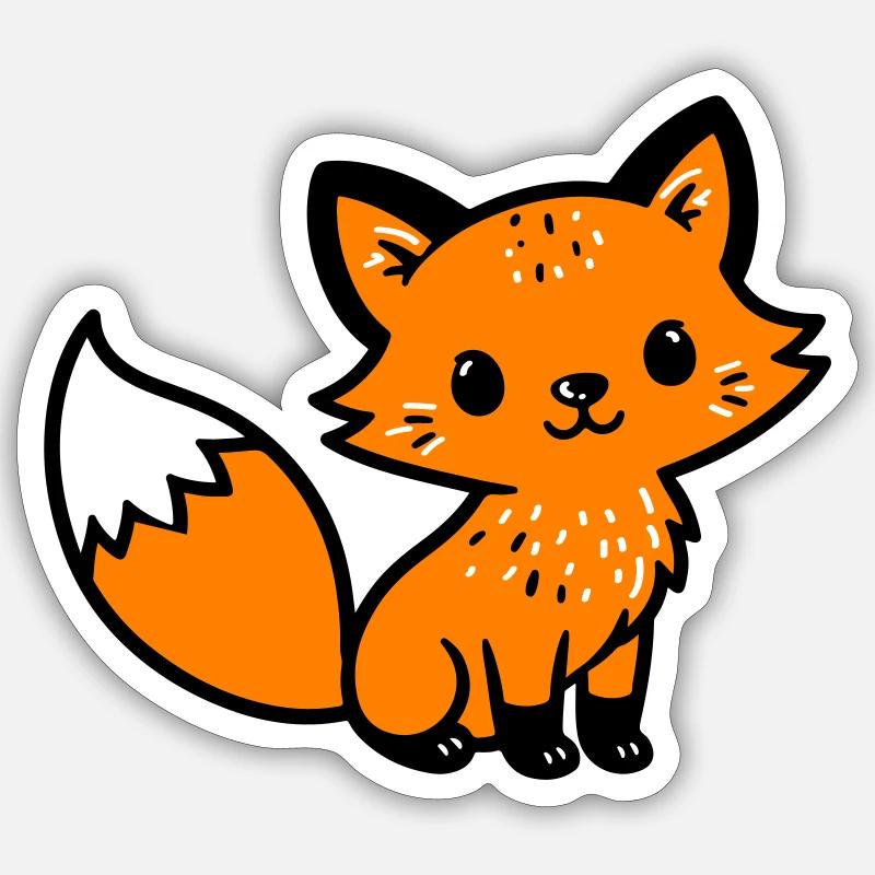Fuchs Niedlich Comic Sticker Größe S (10 x 10 cm)