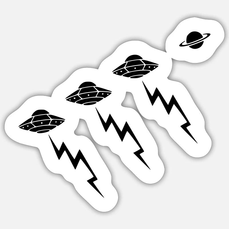 UFO Flotte Invasion Blitz Angriff - Sticker Größe S (10 x 10 cm) - Mattweiß