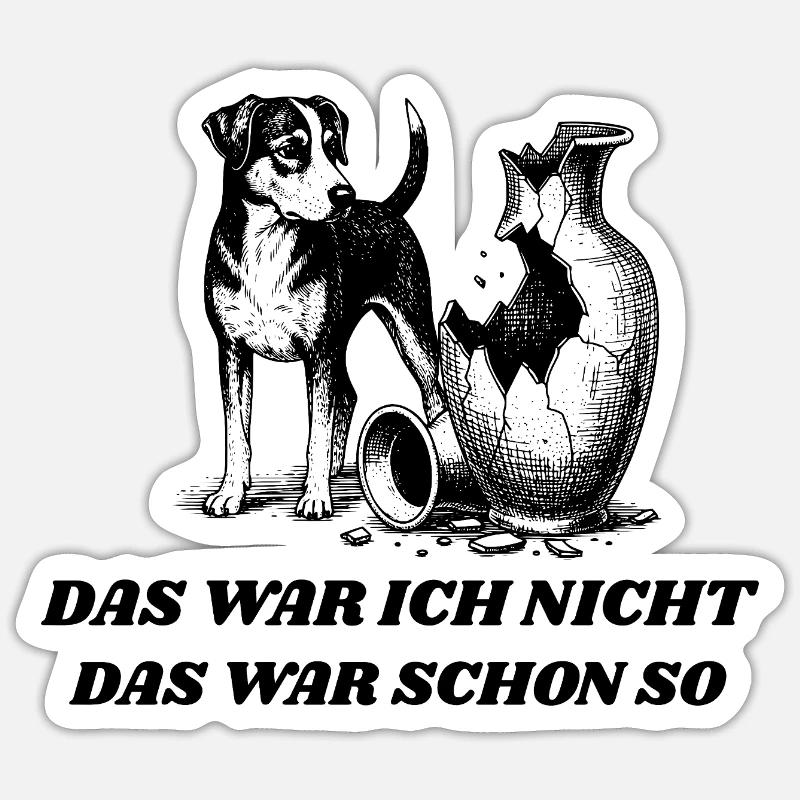 Design de chien drôle – « Ce n’était pas moi » - Sticker taille S (10 x 10 cm) - blanc mat
