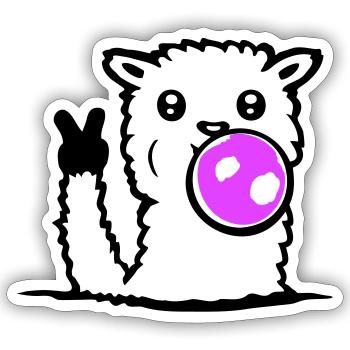 Lunettes de soleil chewing-gum lama Paix Victoire Main Cool - Sticker taille S (10 x 10 cm) - blanc mat - Devant
