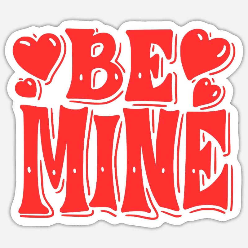 Be Mine Hearts Rétro - Sticker taille S (10 x 10 cm) - blanc mat