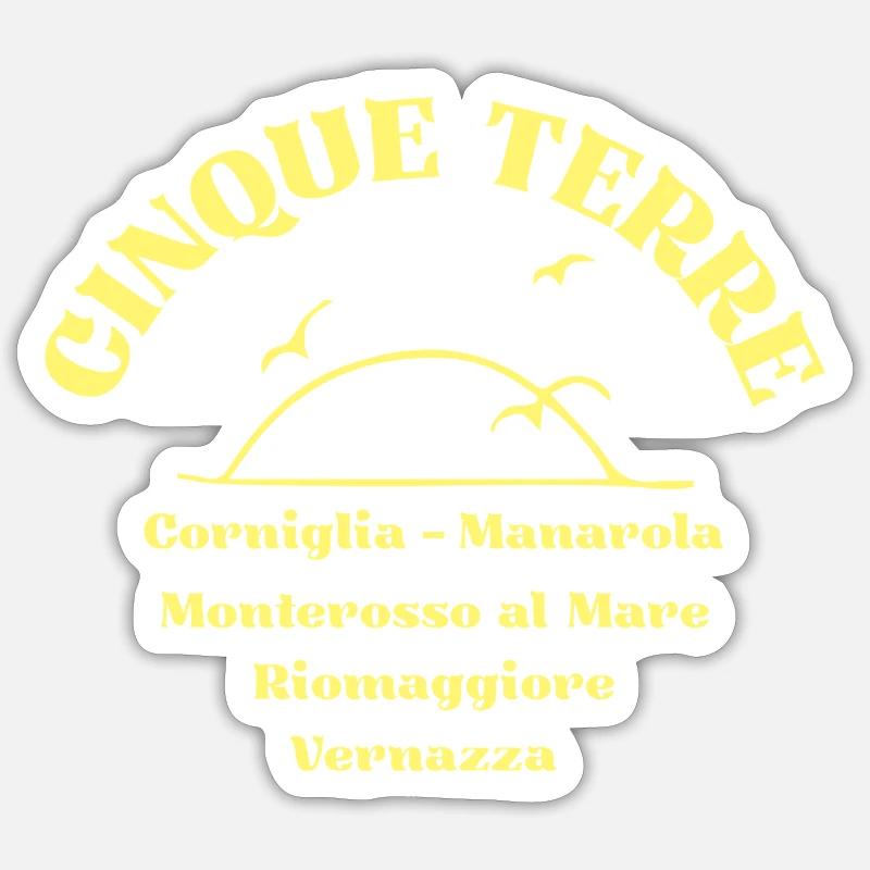 Crête côtière des Cinque Terre - Sticker taille S (10 x 10 cm) - blanc mat