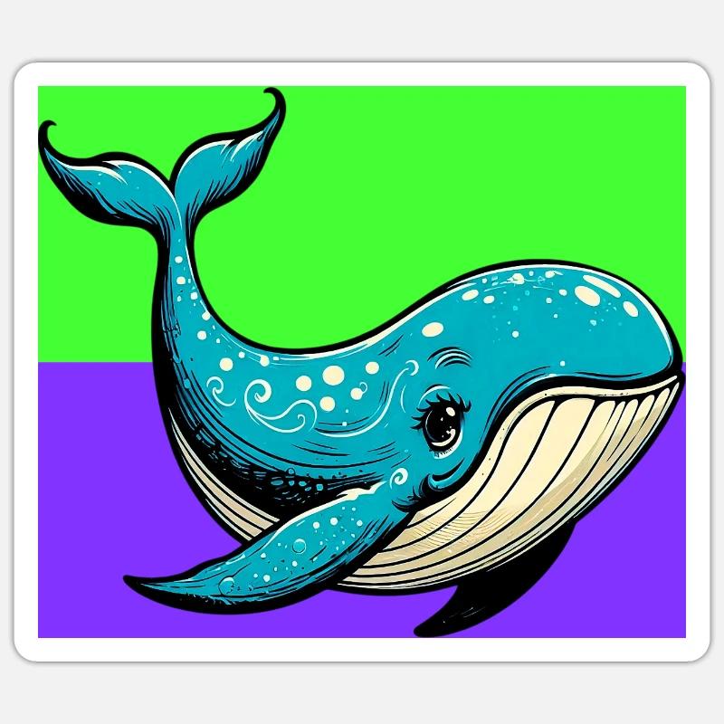 Wal - Sticker Größe S (10 x 10 cm) - Mattweiß