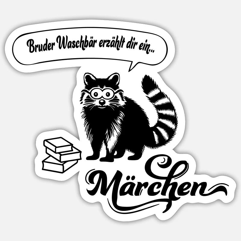 Bruder Waschbär - Sticker Größe S (10 x 10 cm) - Mattweiß