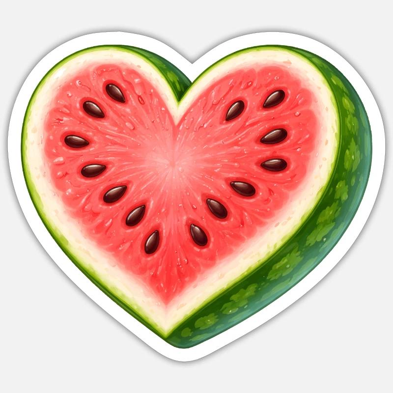 Saftig vandmelon i hjerteform illustration - Sticker størrelse S (10 x 10 cm) - mat hvid