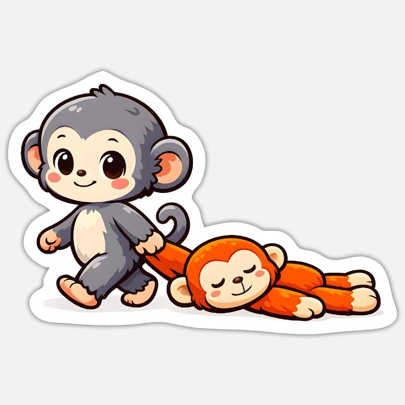 Bébé Singe Coup de Poing Sticker taille S (10 x 10 cm)