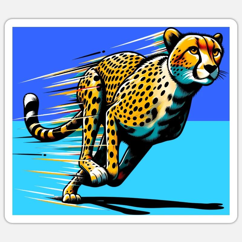 guépard - Sticker taille S (10 x 10 cm) - blanc mat