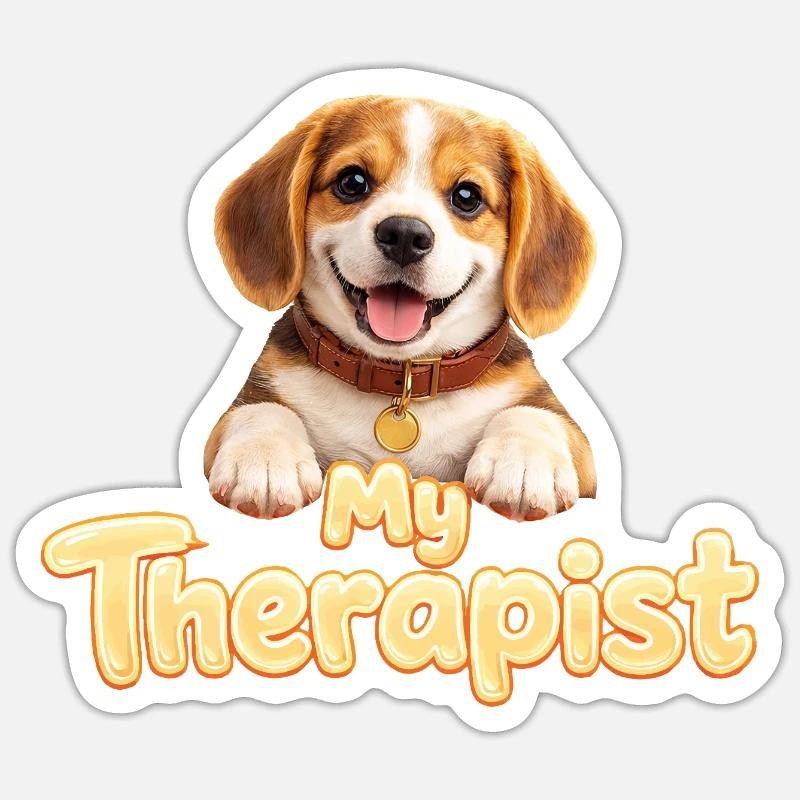 Beagle My Therapist - Sticker size S (10 x 10 cm) - white matte