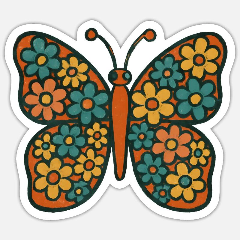 Butterfly with floral pattern Sticker size S (10 x 10 cm)
