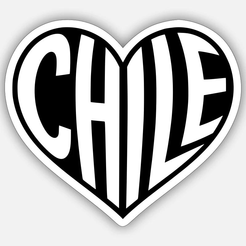 Chile Heart Typography - Sticker size S (10 x 10 cm) - white matte