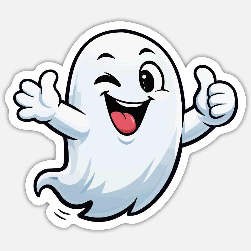 Winking Ghost Cartoon - Sticker size S (10 x 10 cm) - white matte