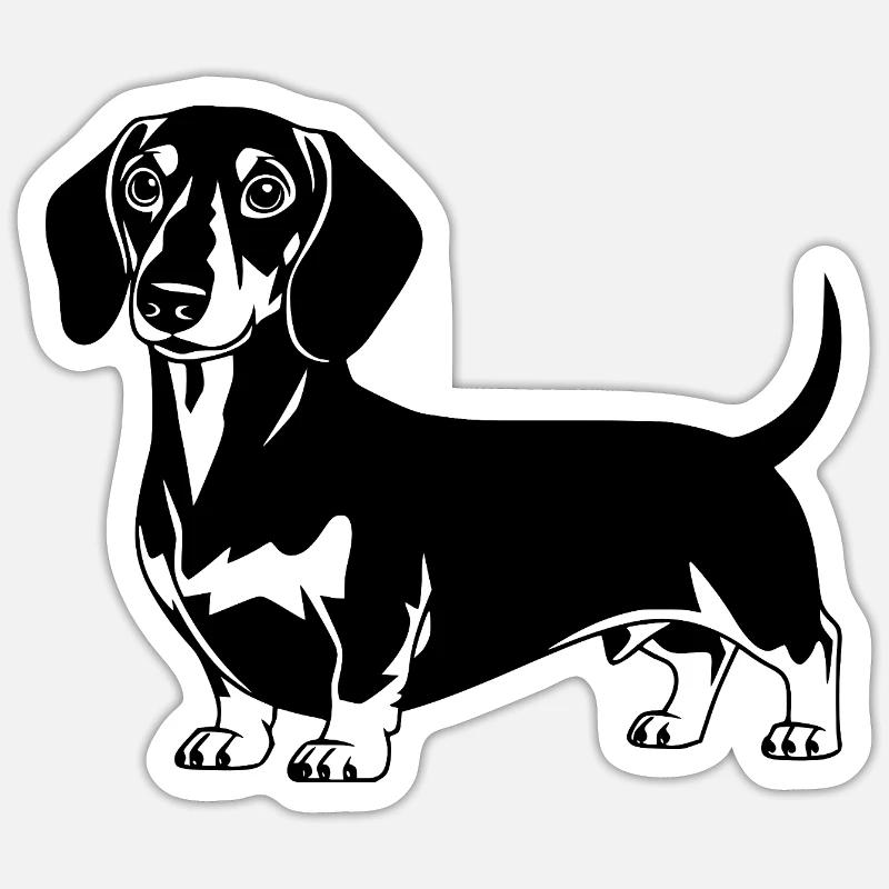 Dackel - Sticker Größe S (10 x 10 cm) - Mattweiß